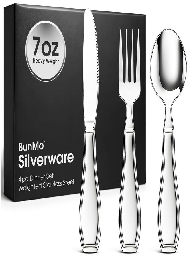 BUNMO Weighted Utensils for Hand Tremors - Elderly, Weak Hand Grip & Handicapped - Stainless Steel - Eat Independently - Weighted 3 Piece Set - Image 1